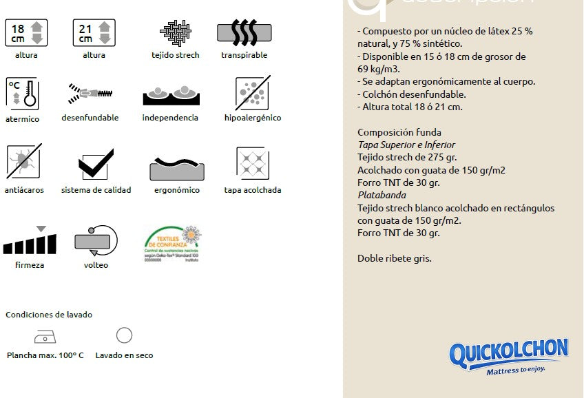5028 COLCHON LATEX DE 15 o 18 CM